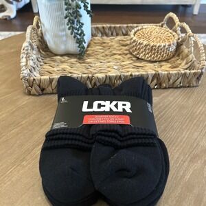 LCKR Men's Quarter  Socks 6-Pairs Black L